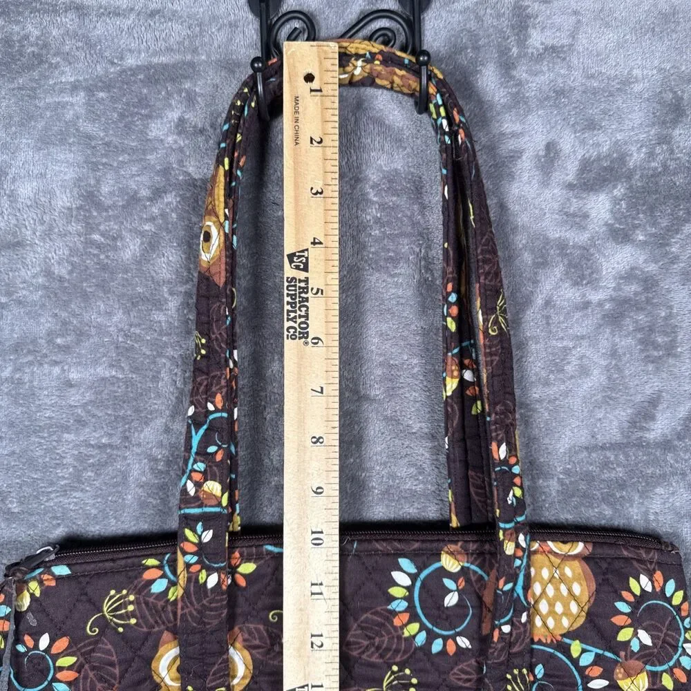 Quilted Owls Tote Bag Travel Work Brown Midsize Floral Design